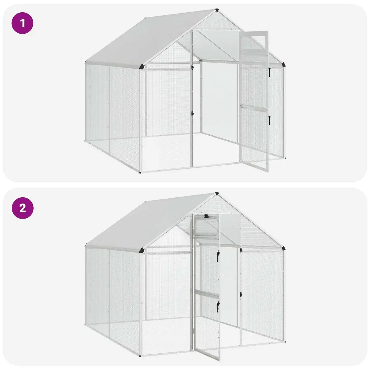 Outdoor Bird Cage Silver Welded Wire Mesh 181.5 x 221 x 173.5 cm Durable Aluminium Frame for Garden Use