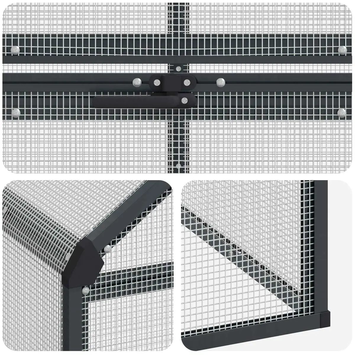 Bird Cage Anthracite Large Weatherproof Welded Wire Mesh Outdoor Garden Aviary