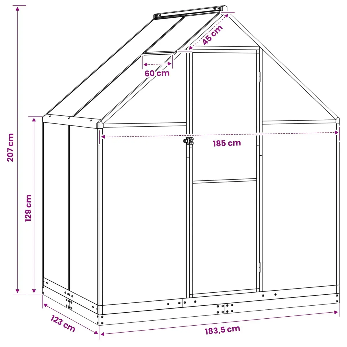 Garden Greenhouse Tunnel Anthracite Adjustable Height Weather Resistant