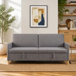Dark Grey Storage Sofa Modern Lift-Up Seat Living Room Furniture Removable