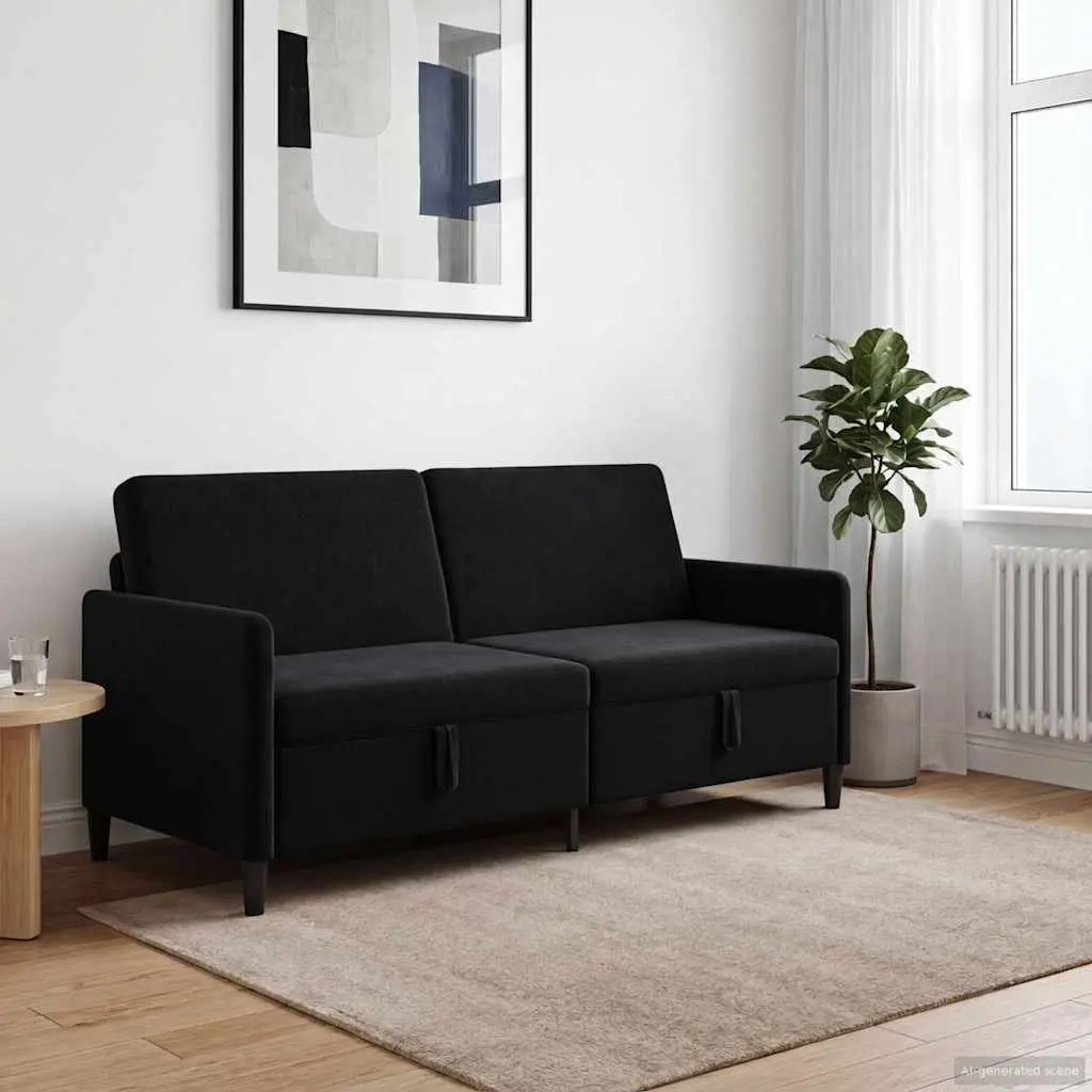 Storage Sofa Black Modern Lift-Up Seat Design Living Room Furniture 192x78x87cm