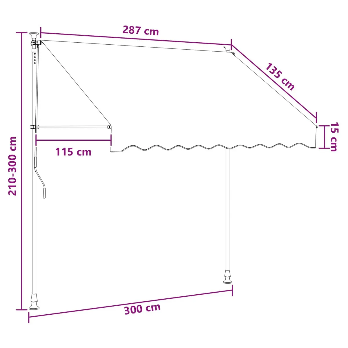 Retractable Awning Taupe 300cm Manual Hand Crank Outdoor Patio Garden Shade