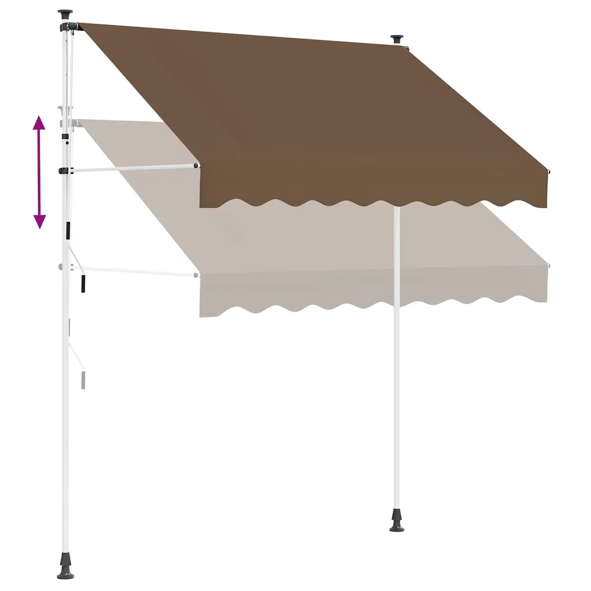 Retractable Awning Taupe 350 cm Manual Hand Crank Adjustable Shade for Outdoor Patio Garden