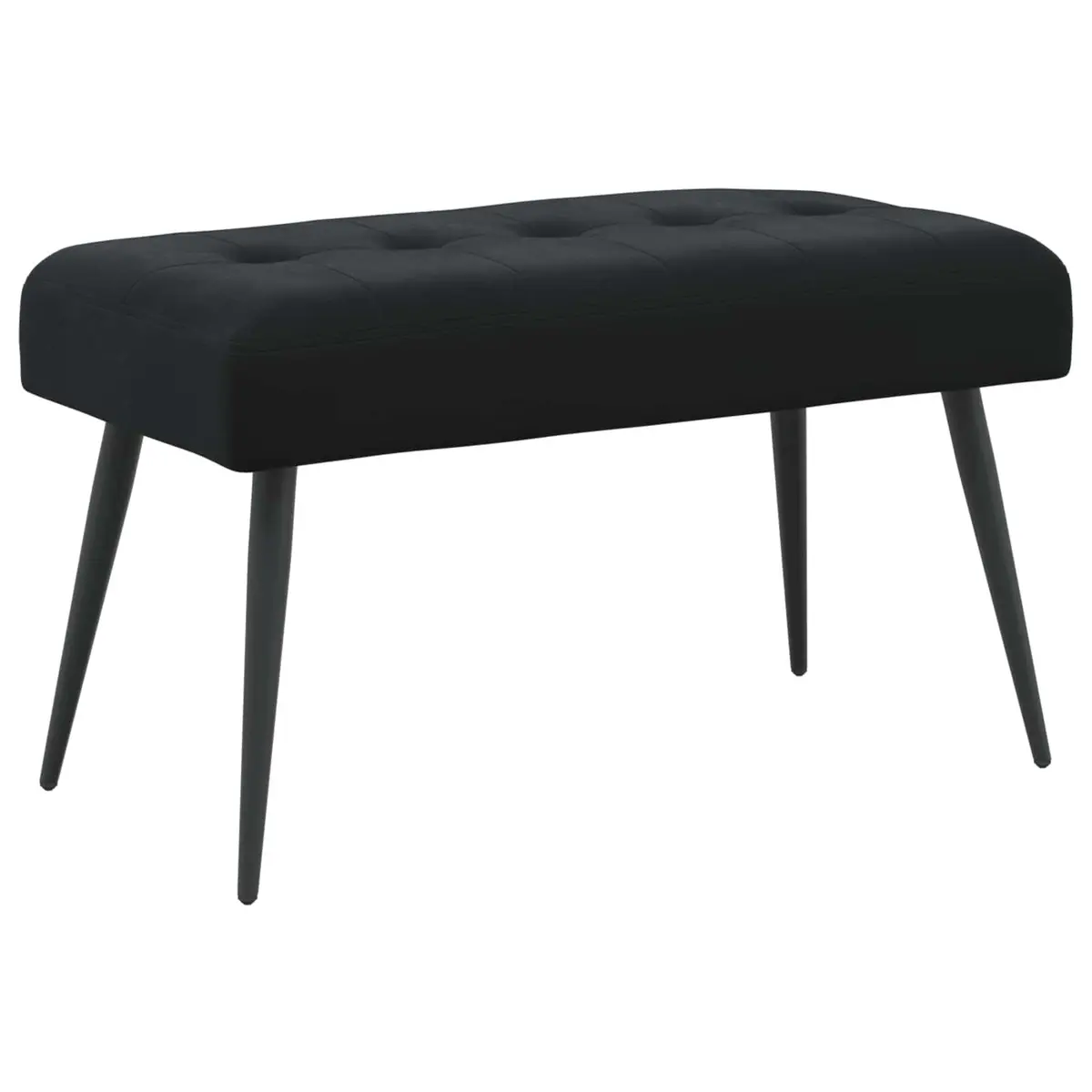 Button Tufted Bench Black Velvet 80 x 40 x 46 cm Modern Seating