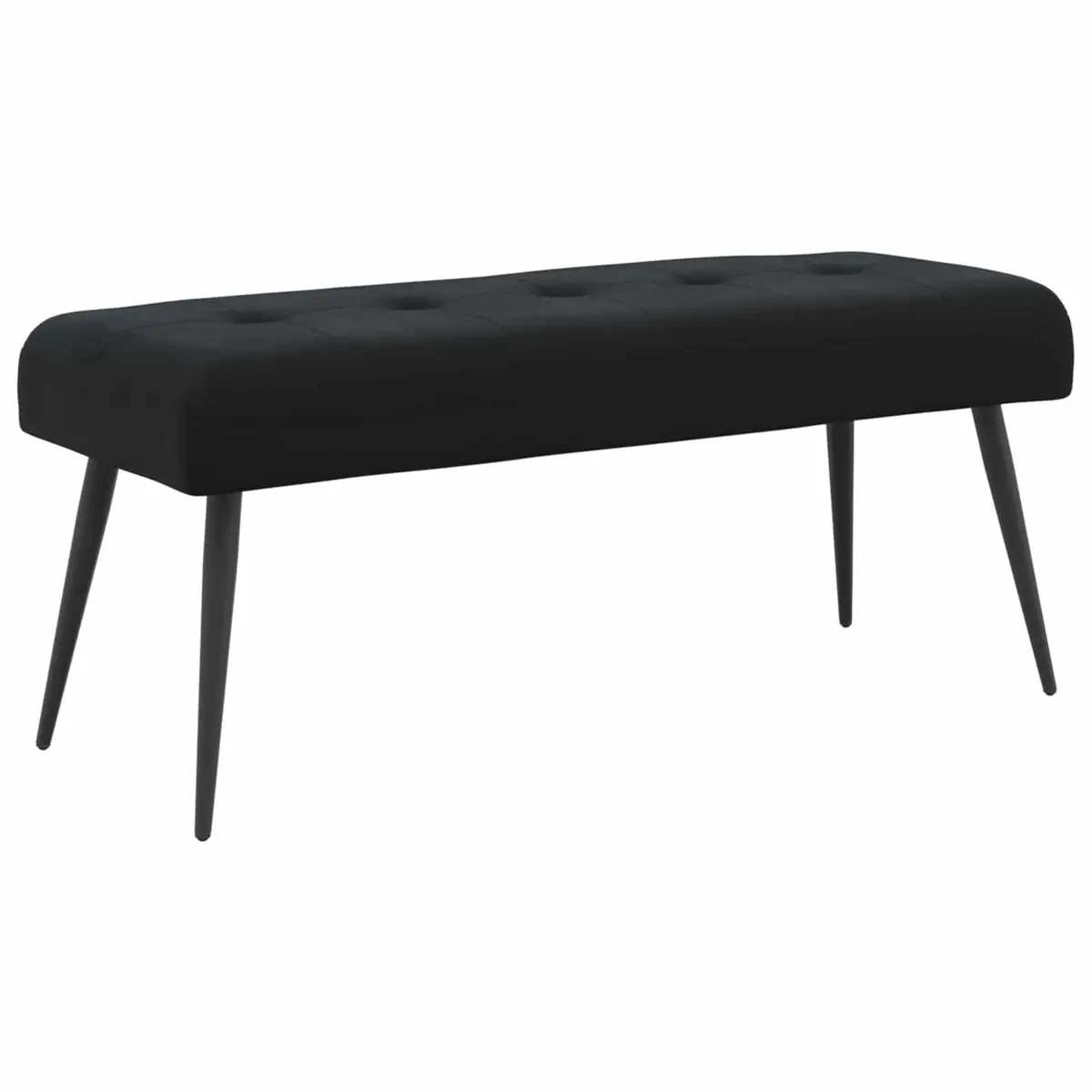 Button Tufted Bench Black Velvet Upholstered Indoor Furniture