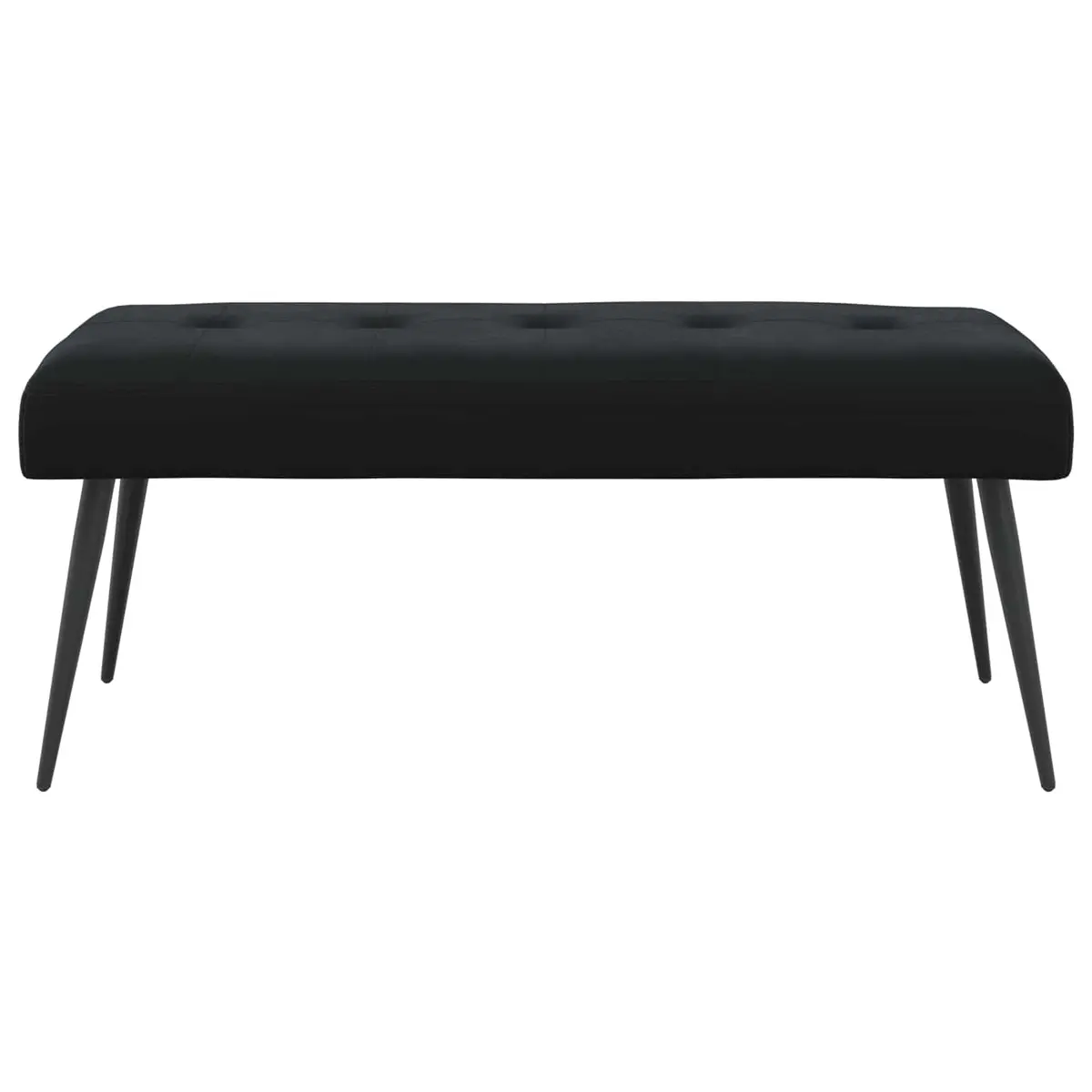 Button Tufted Bench Black Velvet Upholstered Indoor Furniture