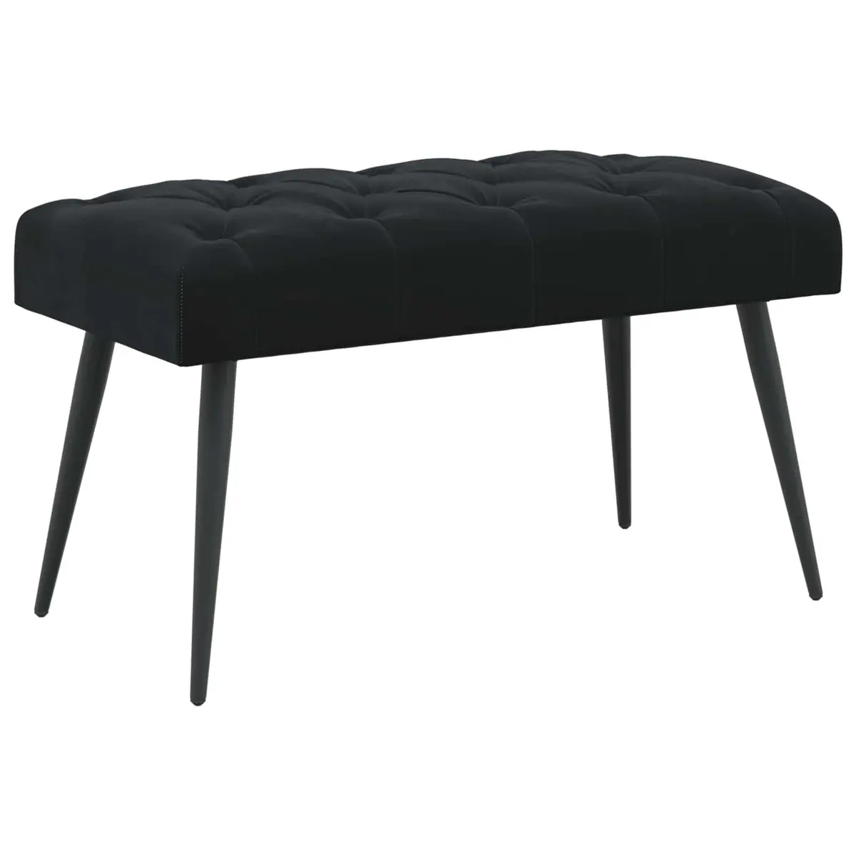 Bench Black Velvet Foam Cushion Button Tufted Engineered Wood Frame