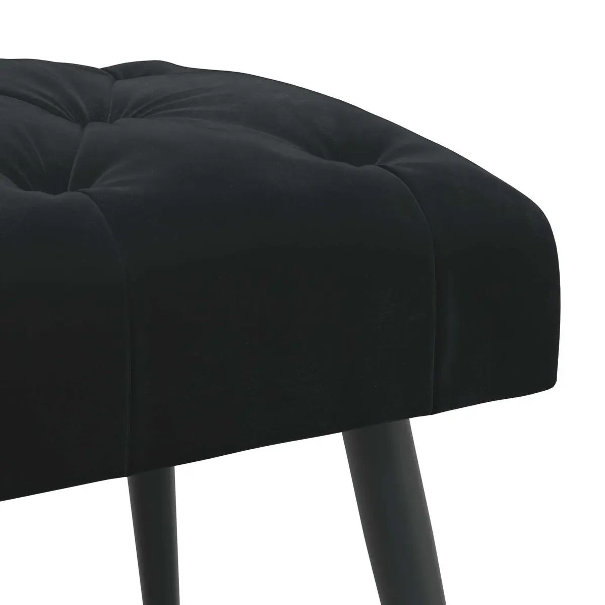 Button Tufted Velvet Bench Black Seat Ottoman Furniture Living Room Bedroom