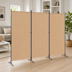 Room Divider 3-Panel Folding Privacy Screen Beige 260 x 180 cm Indoor Partition