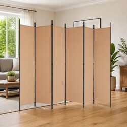 Room Divider 6-Panel Folding Screen Indoor Privacy Partition Beige 300x200cm