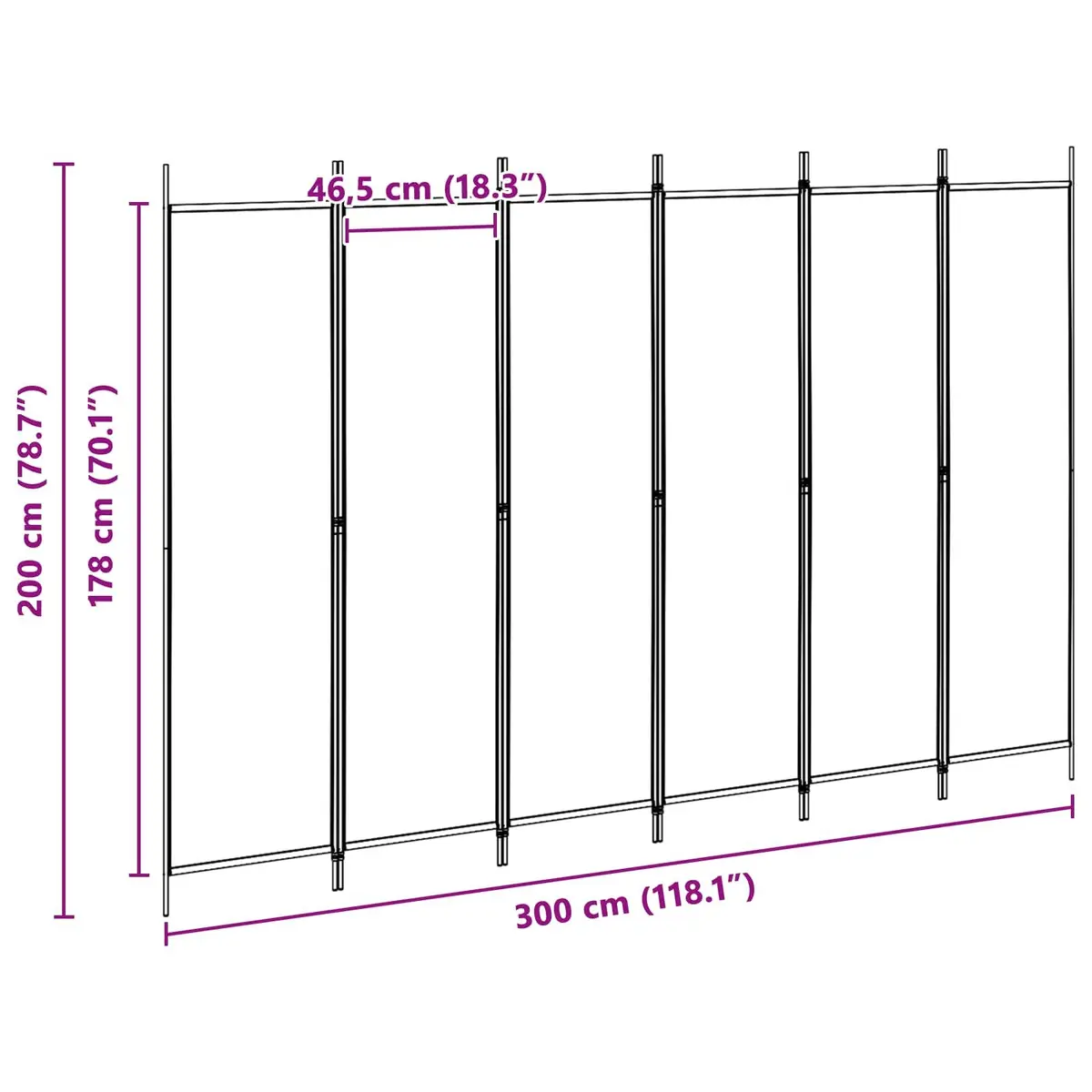 Room Divider Beige 300x200cm 6-Panel Folding Screen Indoor Privacy Partition