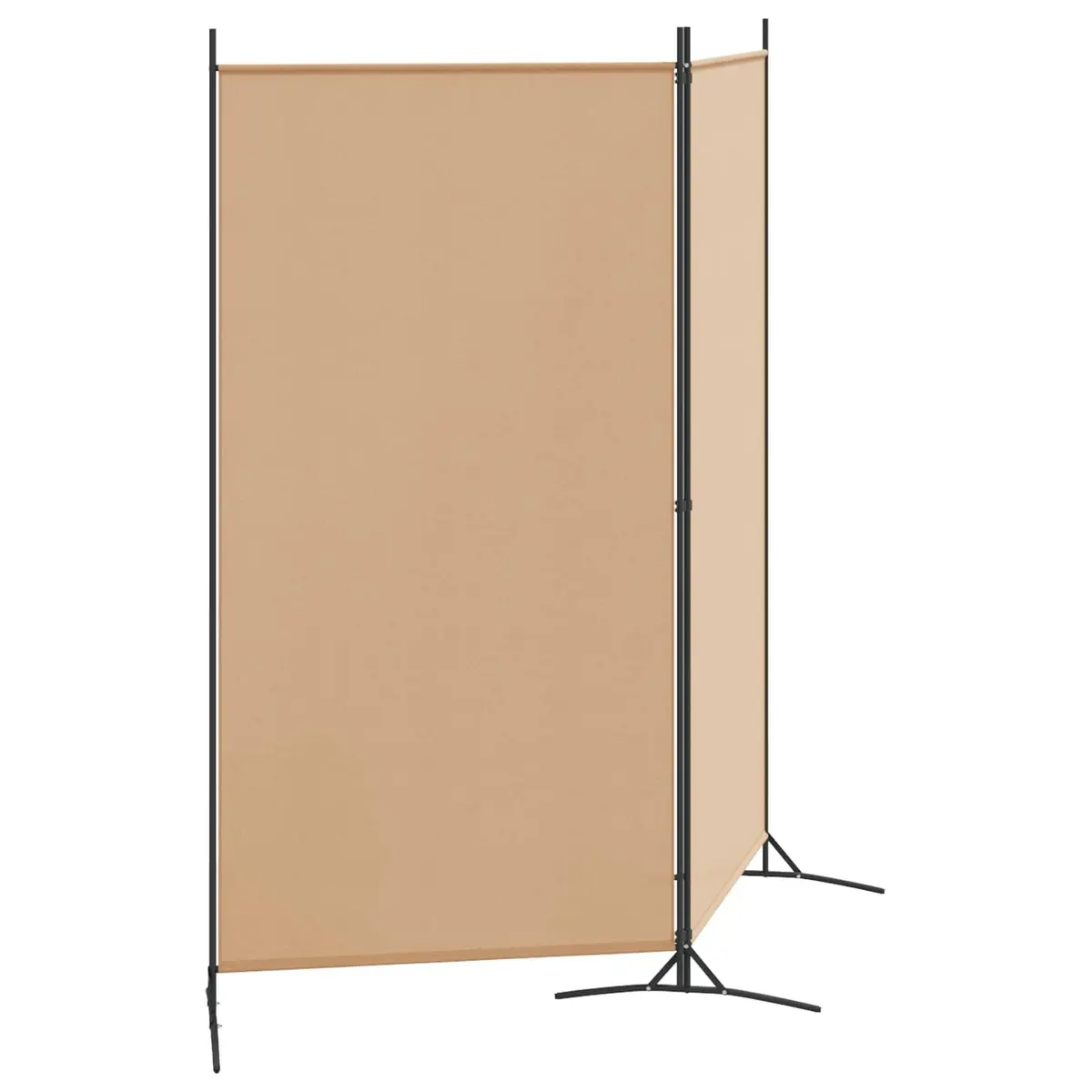 2-Panel Room Divider Beige Fabric Foldable Privacy Screen Indoor Space Divider