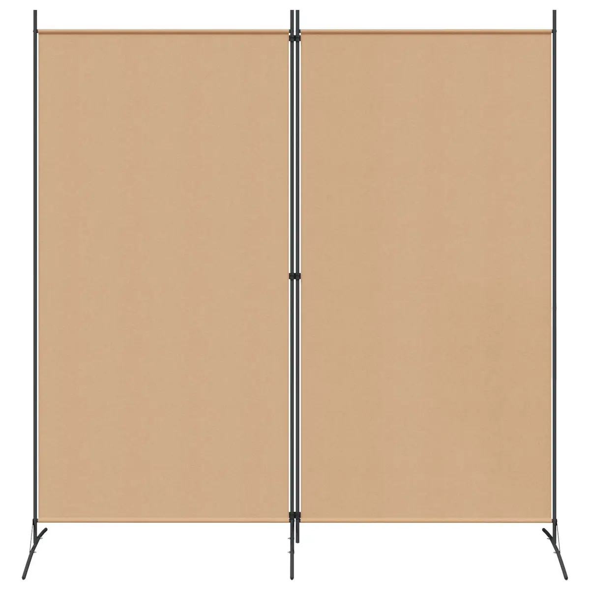 2-Panel Room Divider Beige Fabric Foldable Privacy Screen Indoor Space Divider