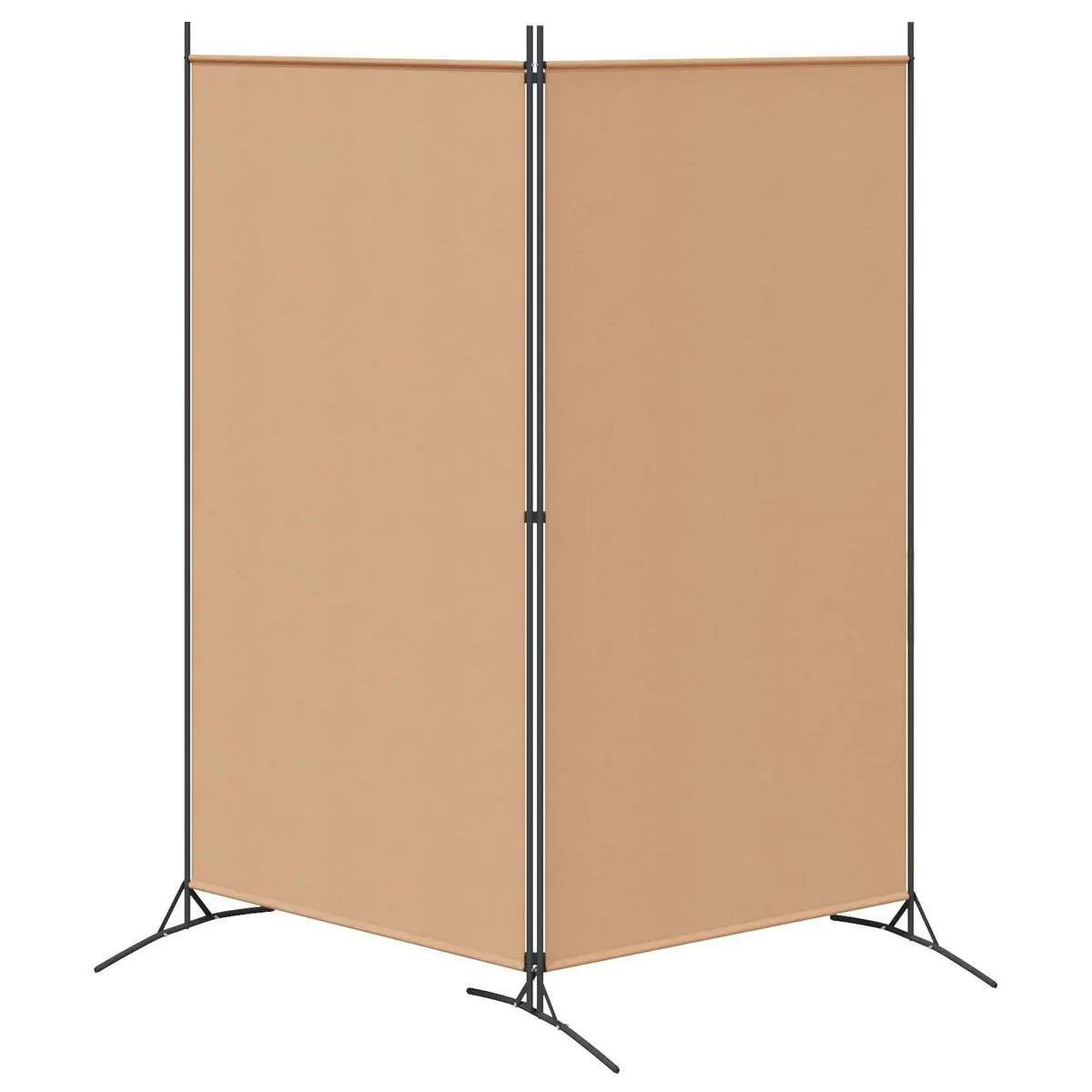 2-Panel Room Divider Beige Fabric Foldable Privacy Screen Indoor Space Divider