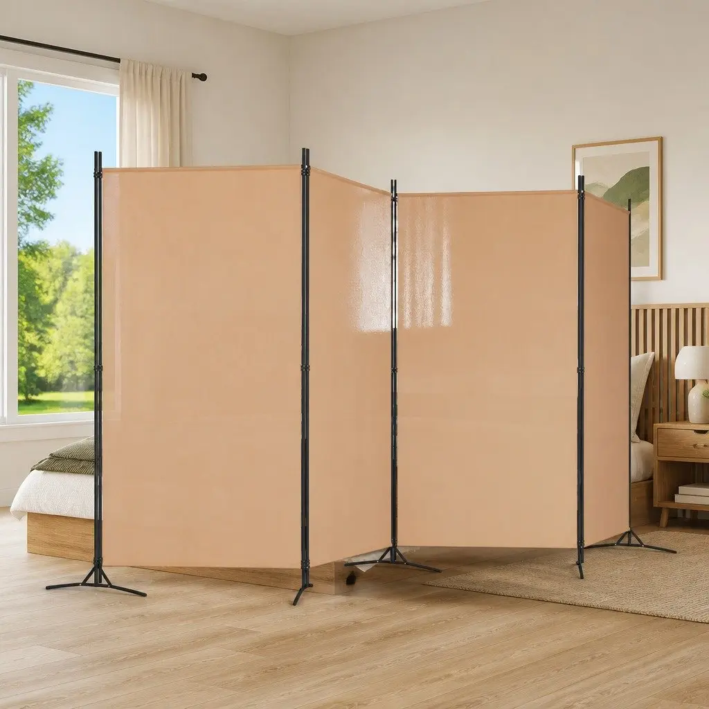 4-Panel Room Divider in Beige