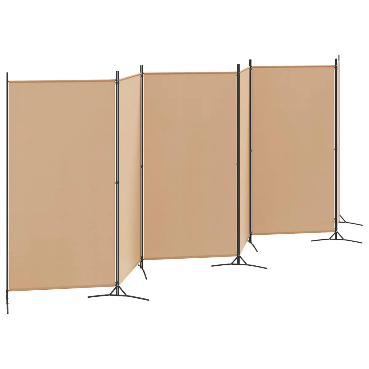 6-Panel Room Divider Beige Folding Privacy Screen Indoor Bedroom Living Space