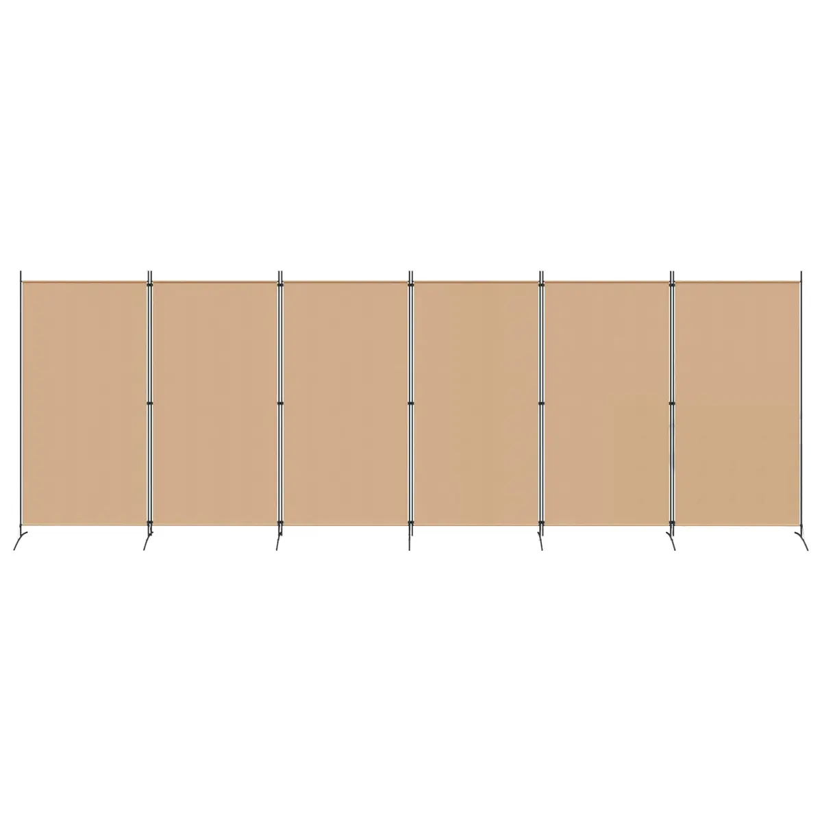 6-Panel Room Divider Beige Folding Privacy Screen Indoor Bedroom Living Space