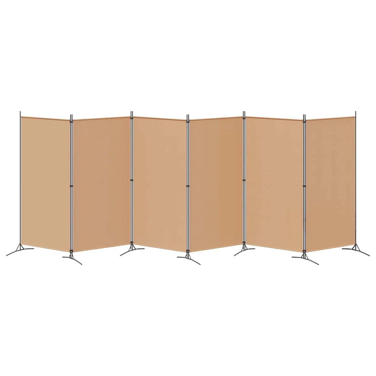 6-Panel Room Divider Beige Folding Privacy Screen Indoor Bedroom Living Space