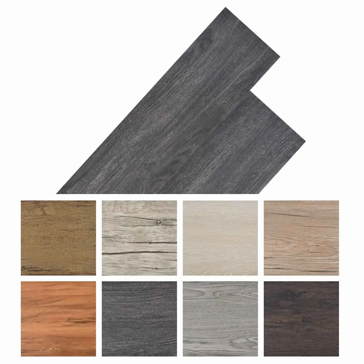 Self-Adhesive PVC Flooring Planks Black White 18 Piece DIY Indoor Floor