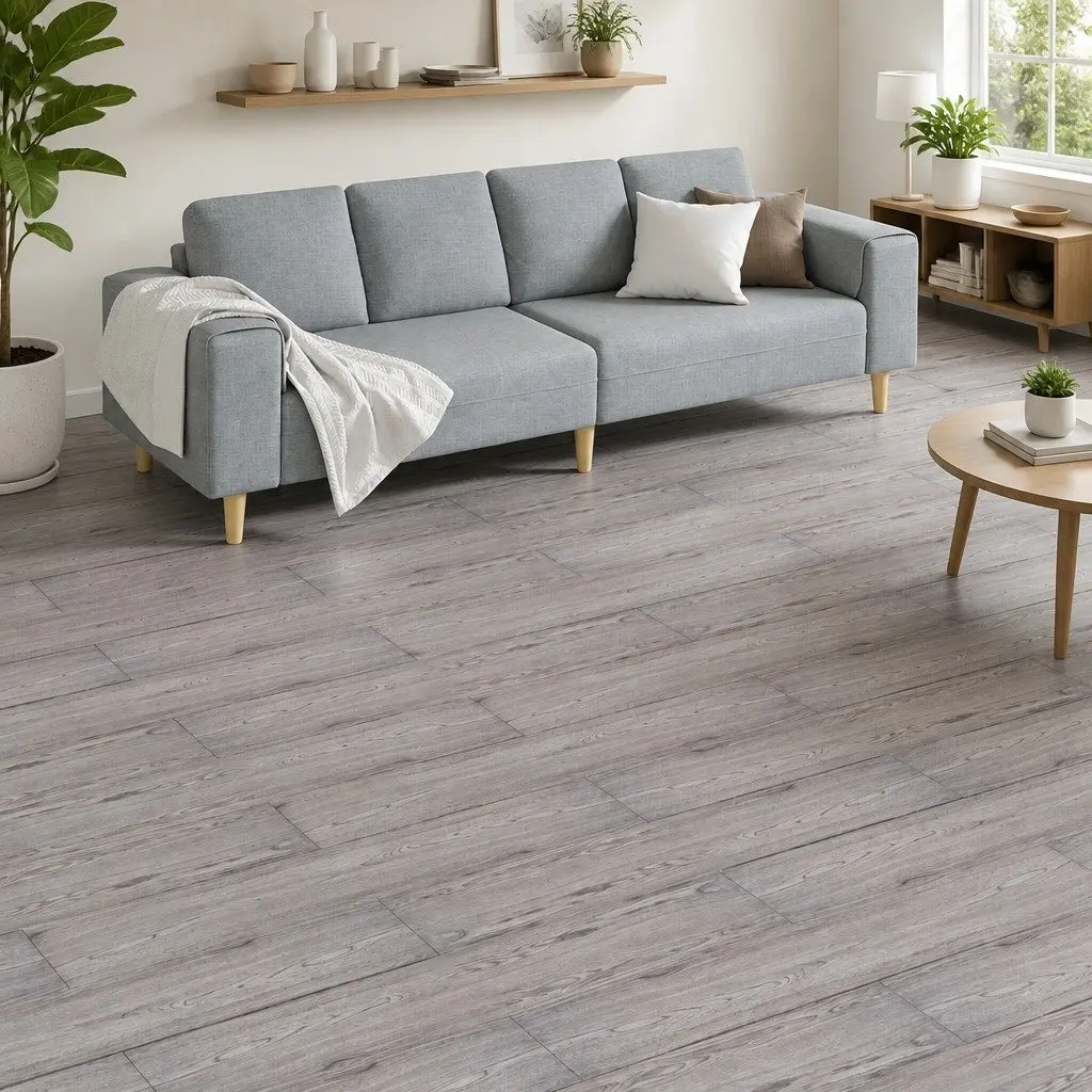 Self-Adhesive PVC Flooring Planks Dark Grey Indoor Floor Covering 18 Pieces