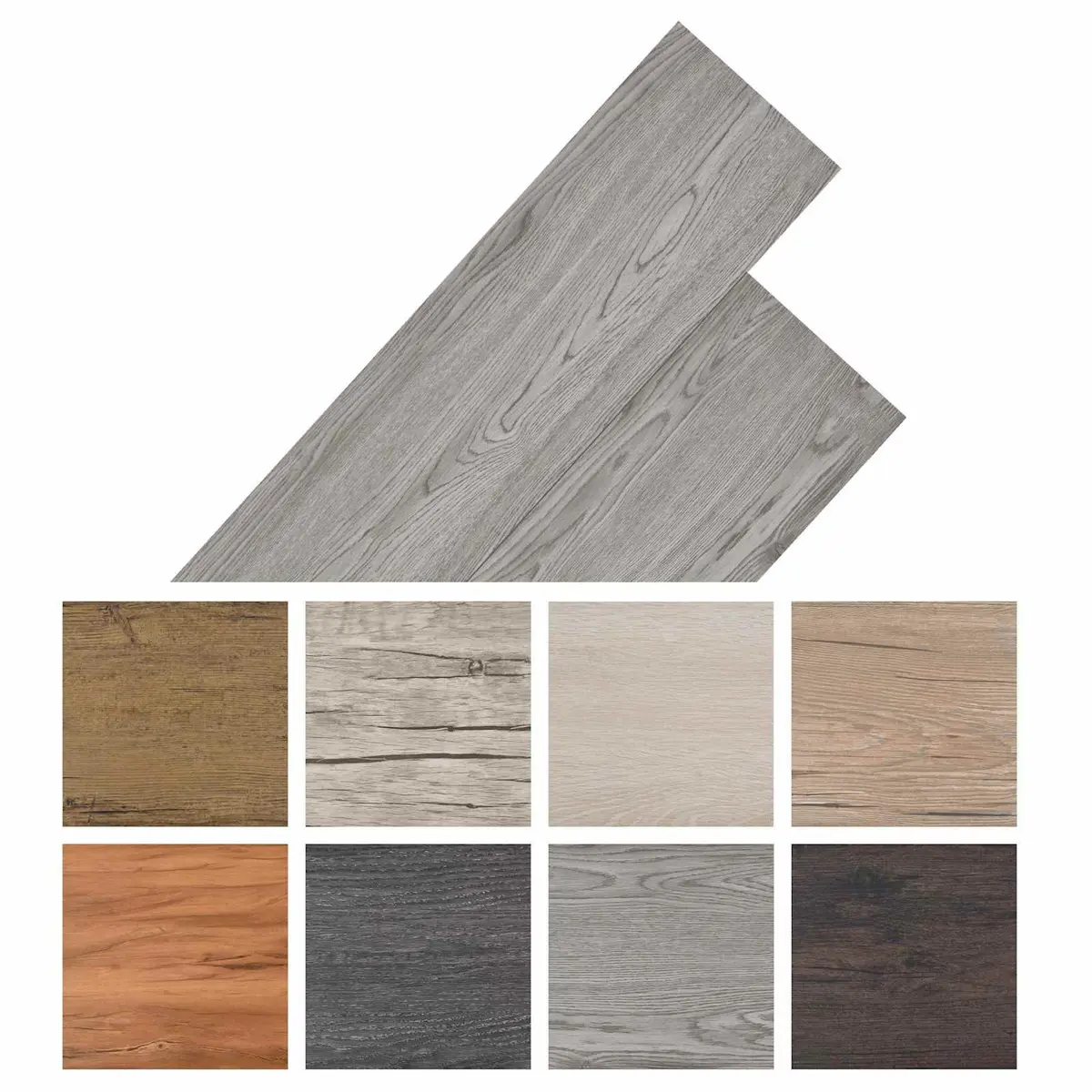Self-Adhesive PVC Flooring Planks Dark Grey Indoor Floor Covering 18 Pieces