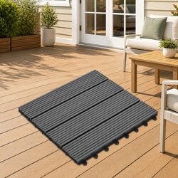 Grey Decking Tile Set - 11 Interlocking Pieces for Easy Setup