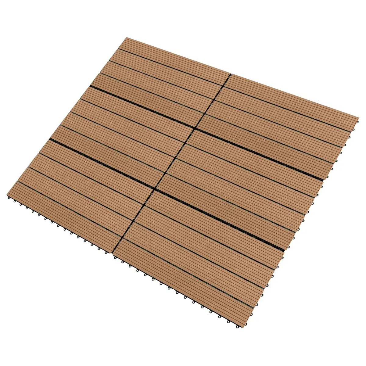 Decking Tile Brown 60 x 30 cm Modern Rectangular WPC Patio Flooring 6 Piece