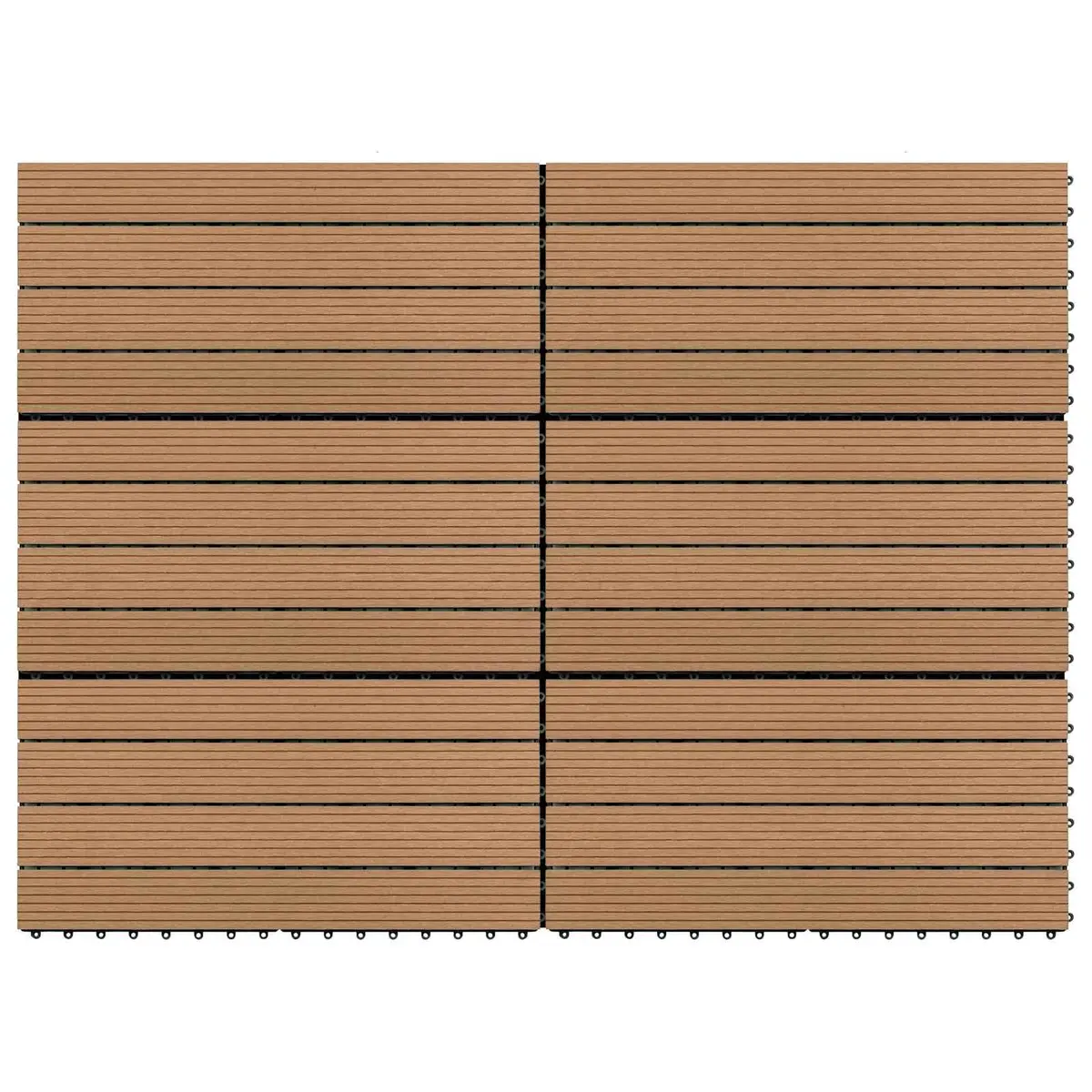 Decking Tile Brown 60 x 30 cm Modern Rectangular WPC Patio Flooring 6 Piece
