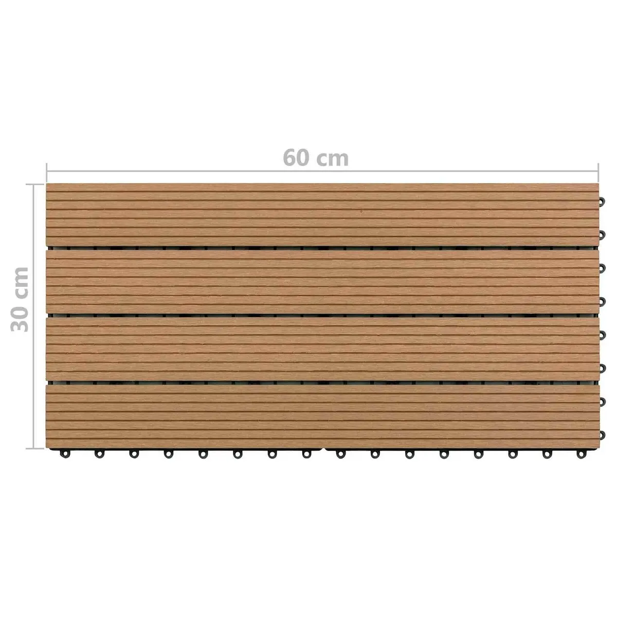 Decking Tile Brown 60 x 30 cm Modern Rectangular WPC Patio Flooring 6 Piece