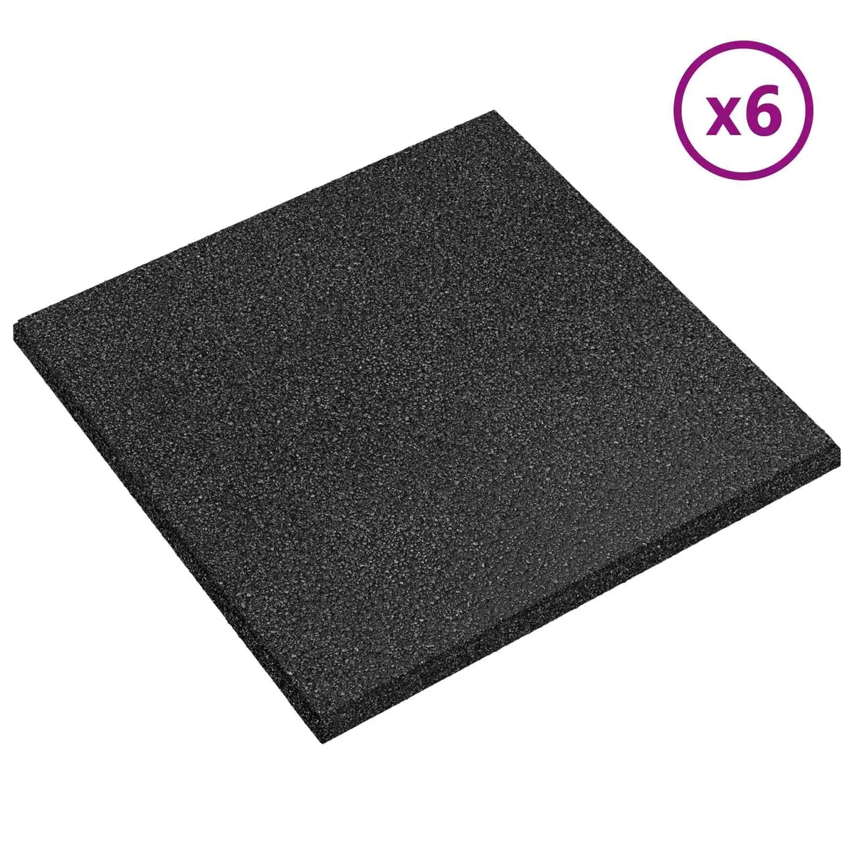 Fall Protection Tiles Black 6 Piece Outdoor Garden Play Area Flooring Rubber Mats