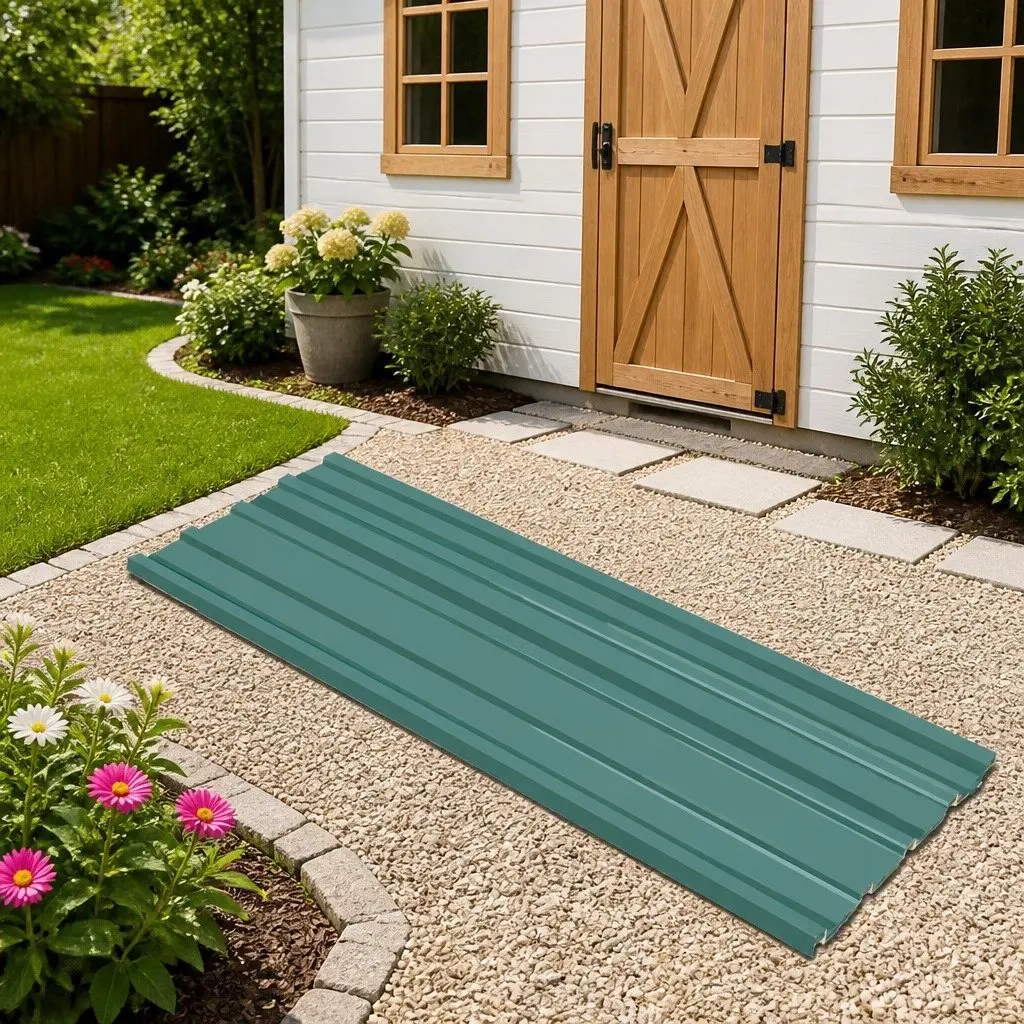 Roof Panel Green 129 x 45 cm Galvanised Steel Sheets 12 Piece Garden Shed