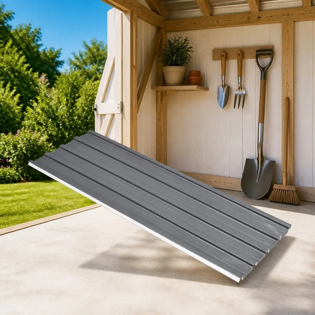 Roof Panel Grey 129 x 45 cm Galvanised Steel Sheets Corrugated 12 Piece