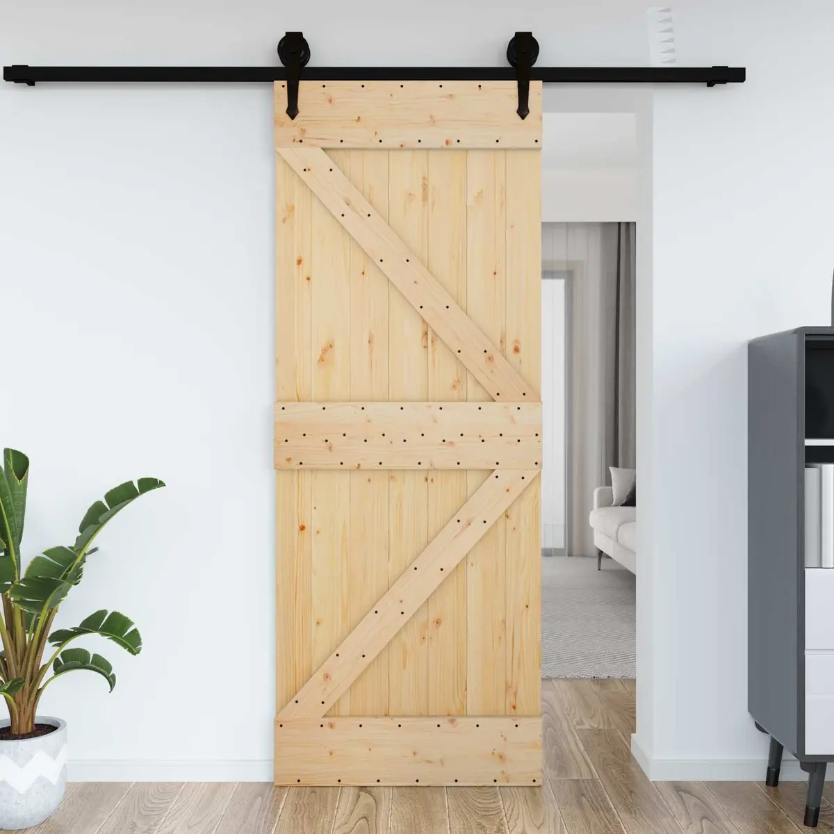 Solid Pine Wood Door 70 x 210 cm Interior Entrance Natural Minimalist Design