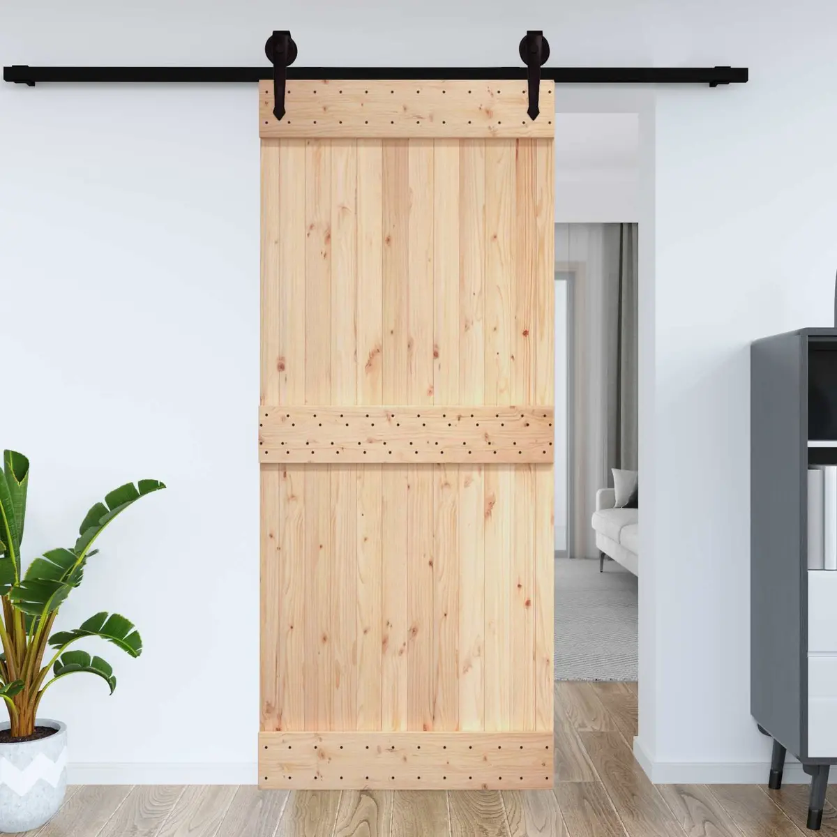 Solid Pine Wood Door Interior Modern Minimalist Design Natural 70 x 210cm