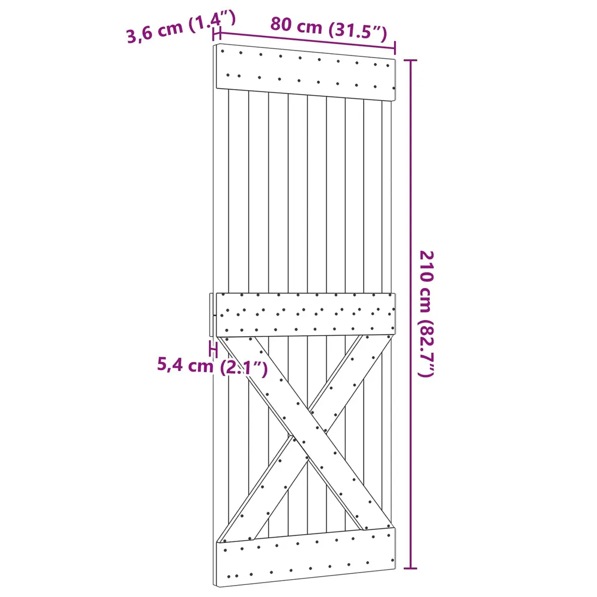 Solid Pine Wood Interior Door Natural Wood Modern Design 80 x 210 cm
