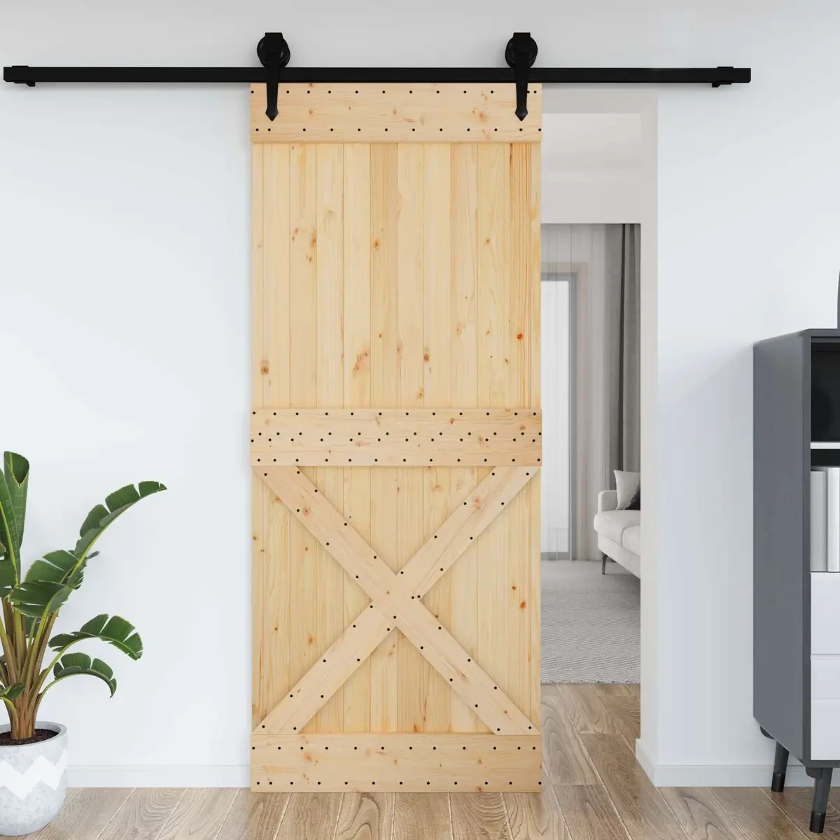 Solid Pine Wood Interior Door Natural 95 x 210 cm Modern Design Entry