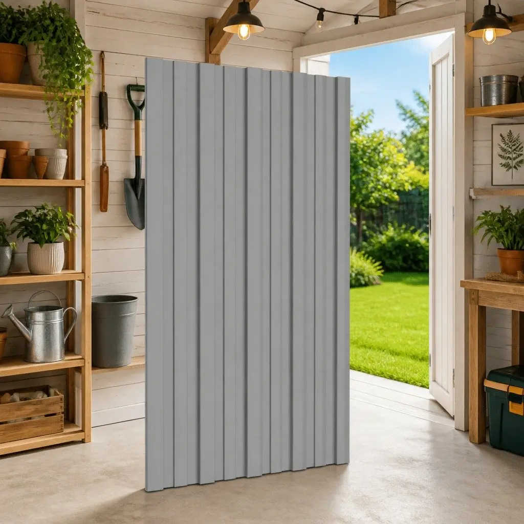 Roof Panel Grey 80x45cm Galvanized Steel Rectangular 12 Piece Set for Sheds and Garages