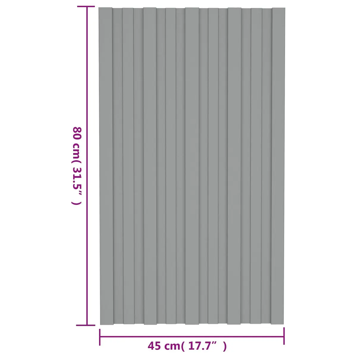 Roof Panel Grey 80x45cm Galvanized Steel Rectangular 12 Piece Set for Sheds and Garages