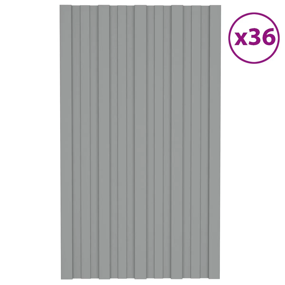 Roof Panel Grey 80 x 45 cm Galvanised Steel 36 Piece Corrugated Sheet