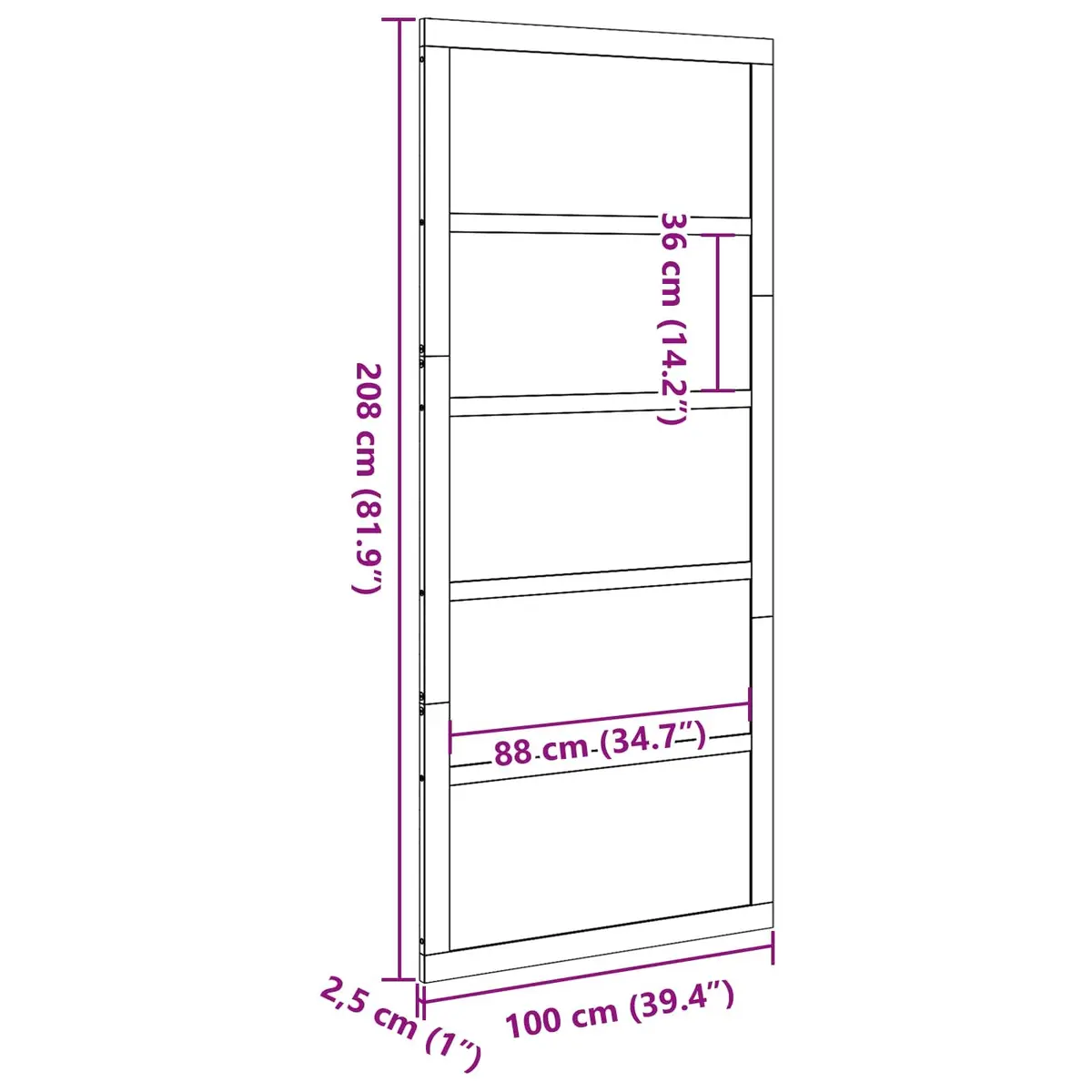 Barn Door Sliding Rustic Solid Pine Wood Natural 100 x 208 cm Space-Saving