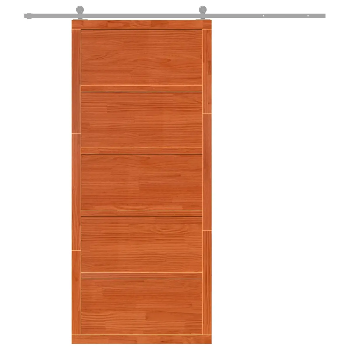 Barn Door Sliding 80cm Brown Solid Pine Wood Rustic Interior Space-Saving Design