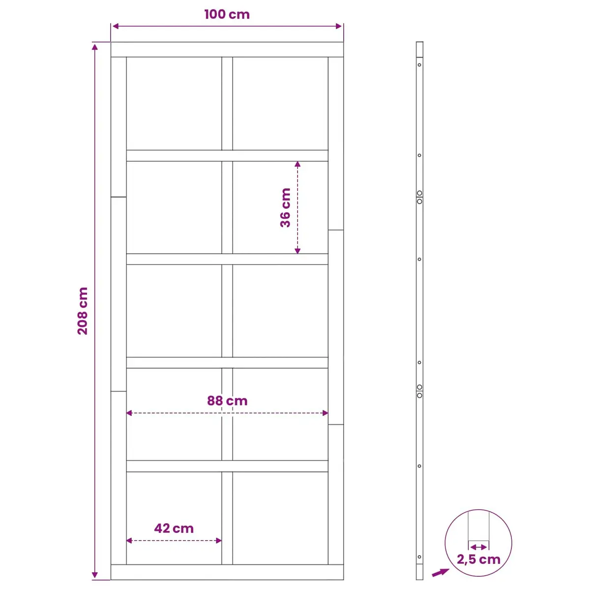 Solid Pine Wood Barn Door Sliding Interior Space-Saving Rustic Natural 100x208cm