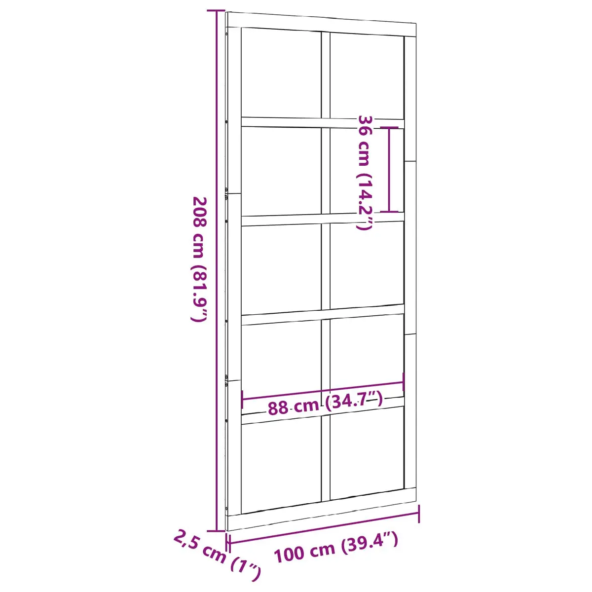 Brown Solid Pine Barn Door with Sliding Feature