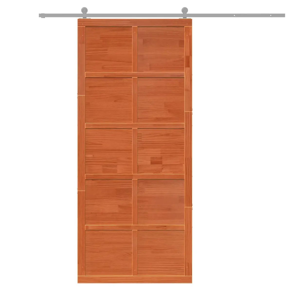 Brown Solid Pine Barn Door with Sliding Feature