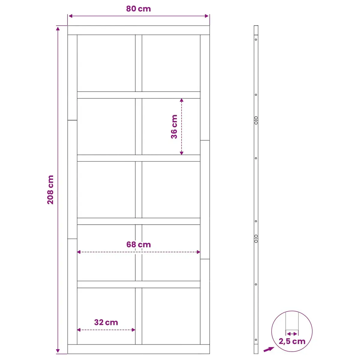 Barn Door Brown 80cm Solid Pine Wood Sliding Rustic Space-Saving Interior