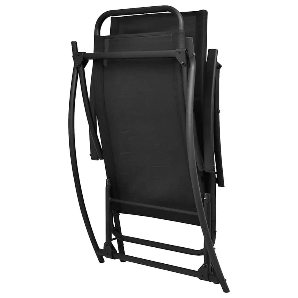 Outdoor Rocking Chair Black Steel Textilene Foldable Adjustable Reclining