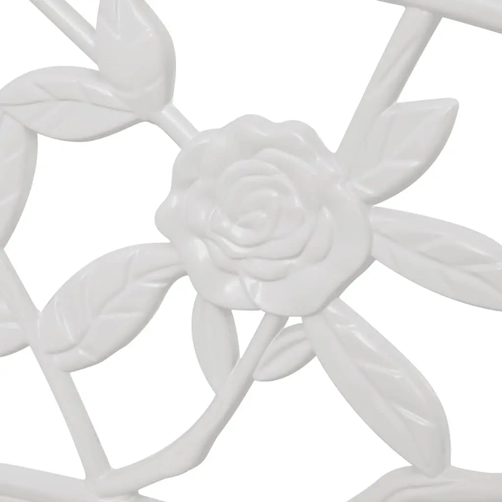 Garden Bench White 100cm Cast Aluminium Ornate Scrollwork