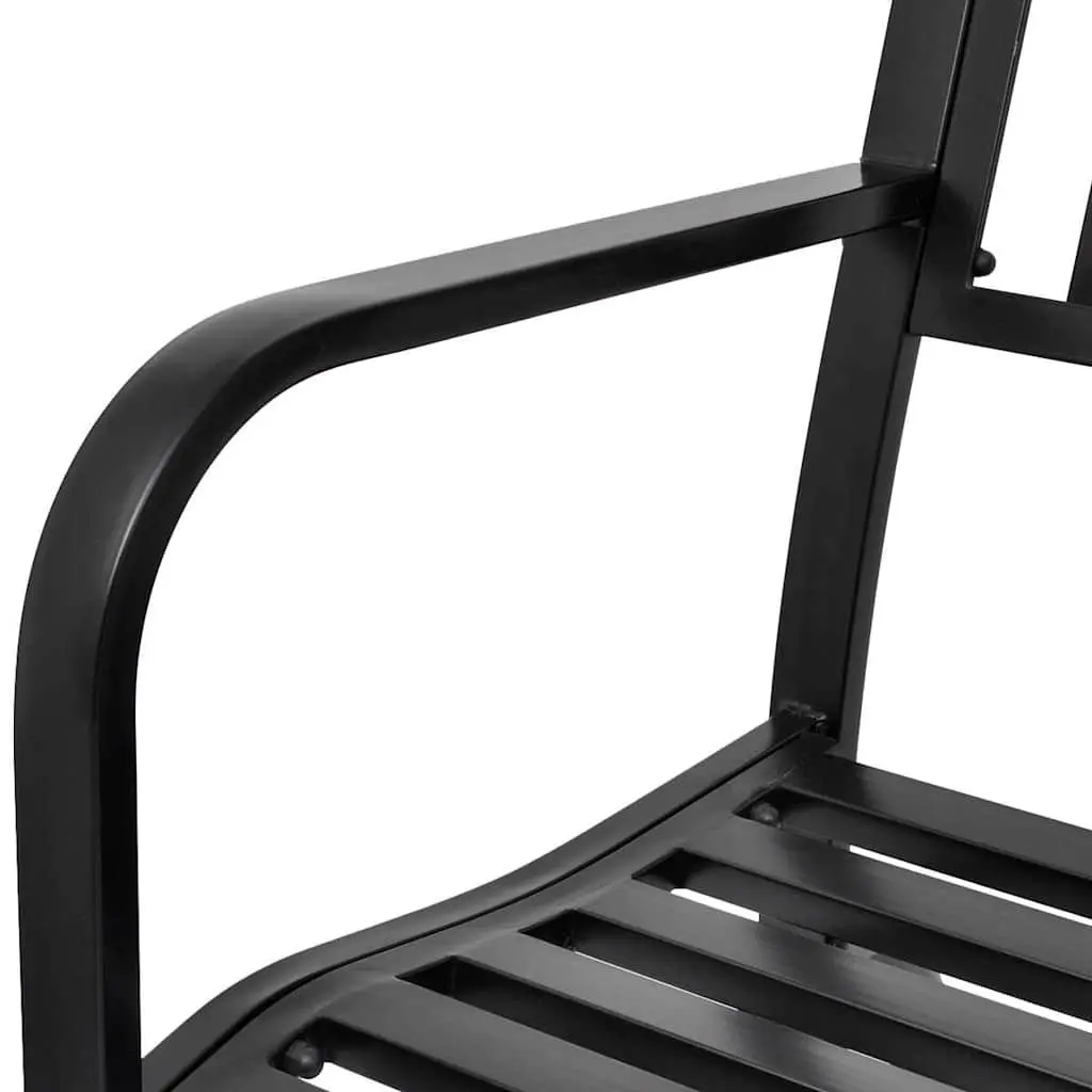 Swing Bench Black Steel Two Person Rocking Glider Outdoor Seating