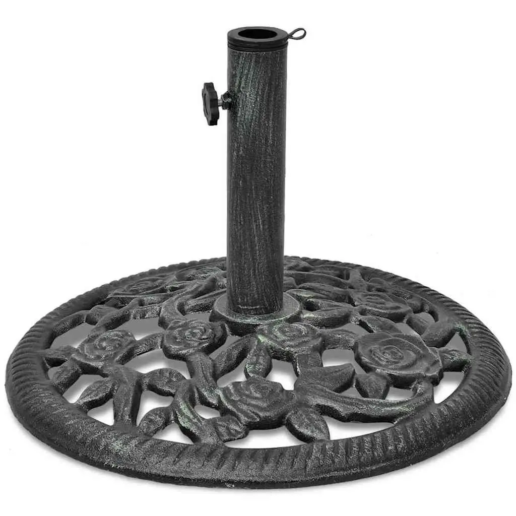 Outdoor Umbrella Base Green Cast Iron 12kg Durable Support for Garden Parasol