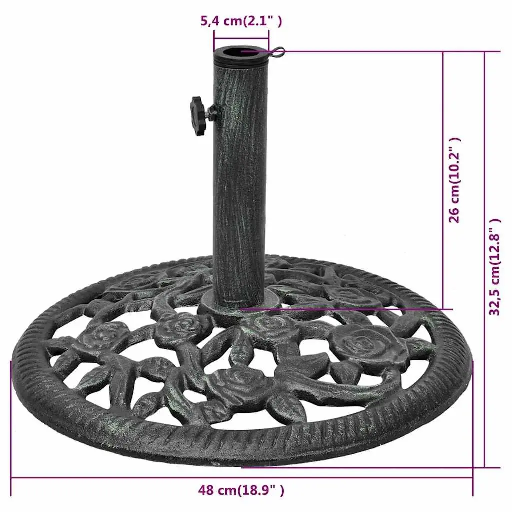 Outdoor Umbrella Base Green Cast Iron 12kg Durable Support for Garden Parasol